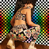 Alien Floral: Women's Sports Bra (Checker)