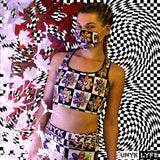 Alien Floral: Women's Sports Bra (Checker)