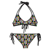 Alien Floral: Women's String Bikini Set (Black Out)