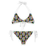 Alien Floral: Women's String Bikini Set (Black Out)