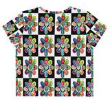 Alien Floral: Women's Crop T-shirt (Checker)