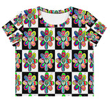 Alien Floral: Women's Crop T-shirt (Checker)
