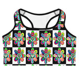 Alien Floral: Women's Sports Bra (Checker)
